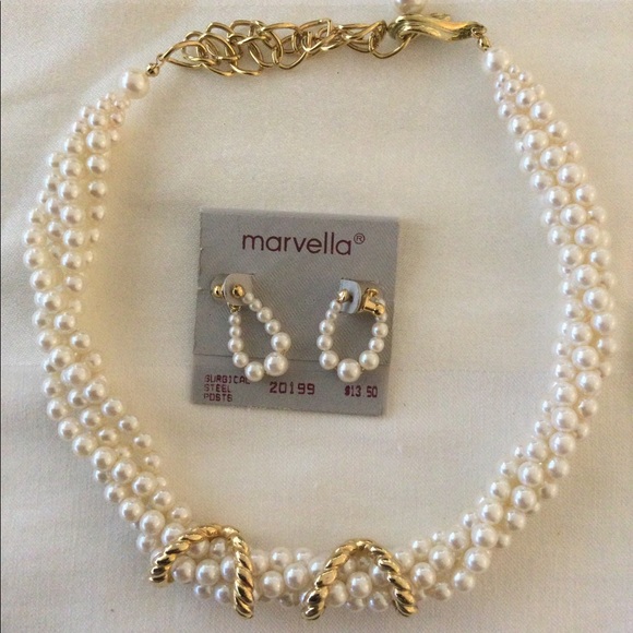 Marvella Jewelry - 195. NWT MARVELLA 2 PIECE ENSEMBLE SET. NWOT NECKLACE AND NWT EARRINGS.